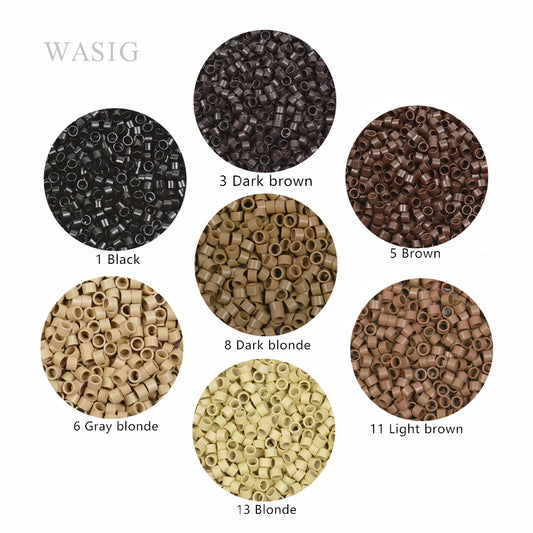 1000 Pcs 4.0X2.8X2.8mm Micro Rings/Links/ Beads for Hair Extension Plain Weave Without silicone 7 Colors Hair Extensions Tools