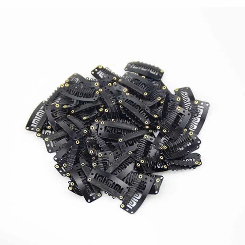 10 Pcs/set Black Hair Extension Clip U Shape Weave Toupee Wig 6 Teeth Snap-Comb Clips Styling Tools 32mm 4 Color Hat Fixing Tool