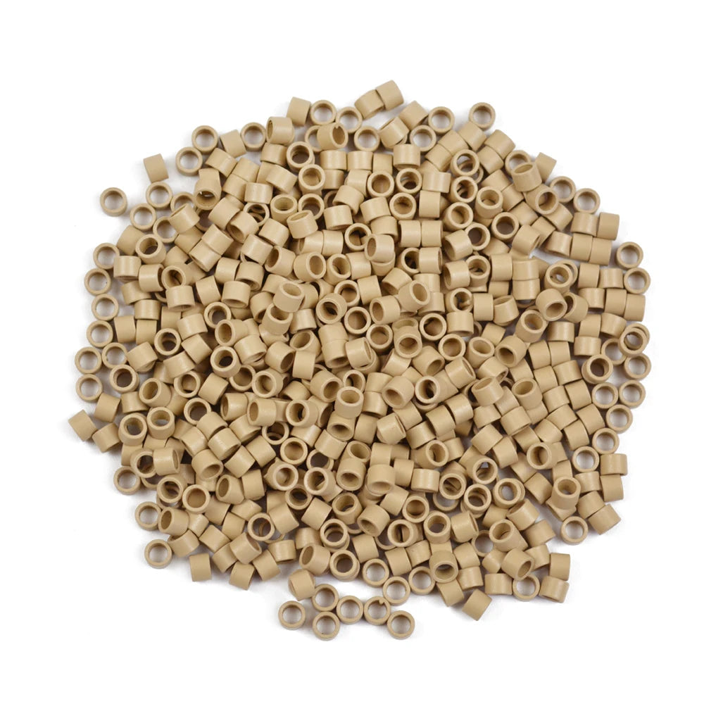 1000 Pcs 4.0X2.8X2.8mm Micro Rings/Links/ Beads for Hair Extension Plain Weave Without silicone 7 Colors Hair Extensions Tools