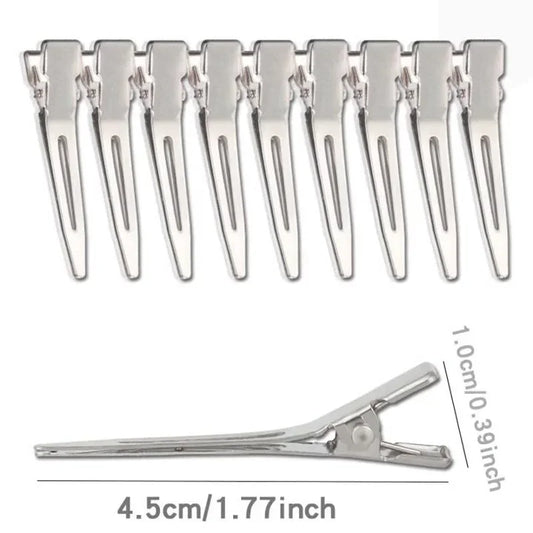 Over 50pcs/Pack Hairdressing Salon Hair Tools Silver Flat Metal Single Prong Alligator Hair Clips Barrette DIY Hairpin Accessory
