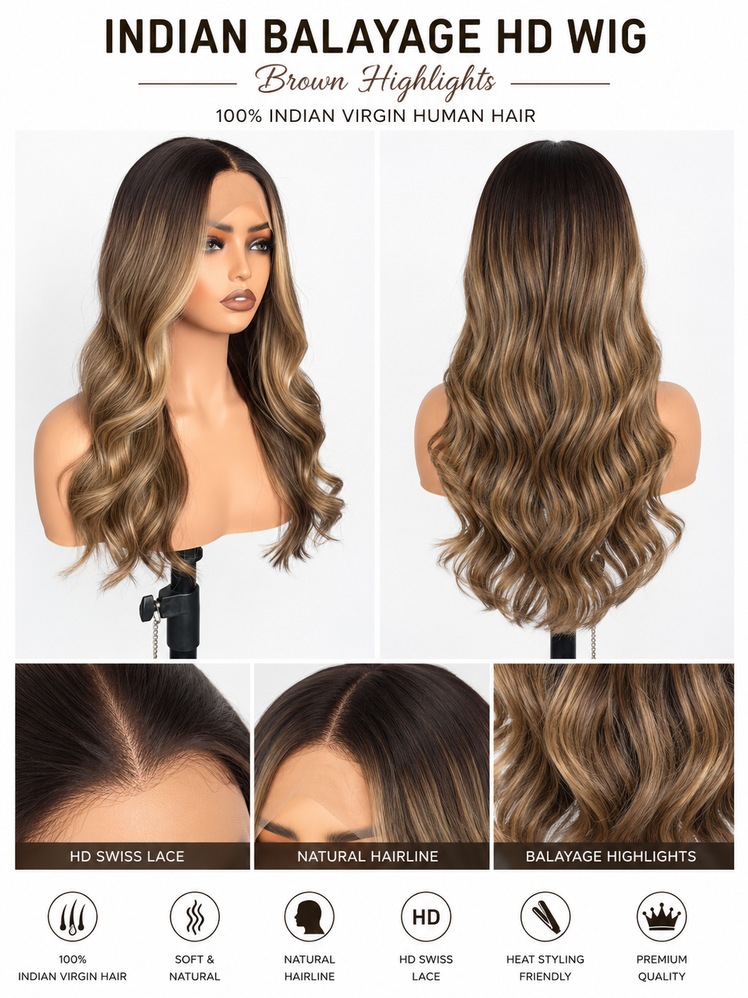 blonde brunette human hair wig