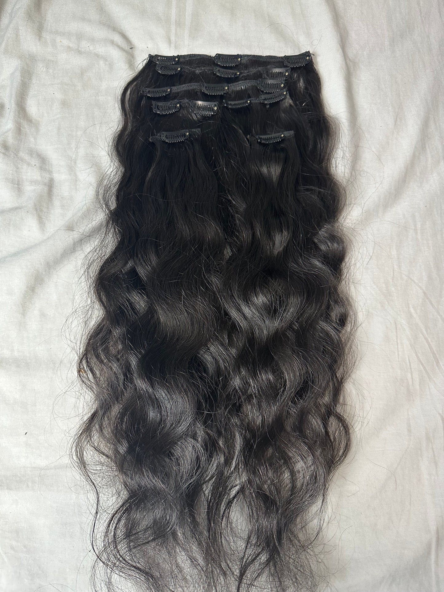 Virgin Indian Wavy Clip-In Hair Extensions - 120 grams