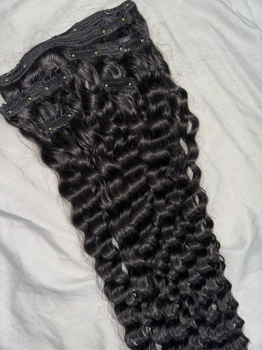 Indian Curly Virgin Hair Clip In Extensions (200-220 grams)