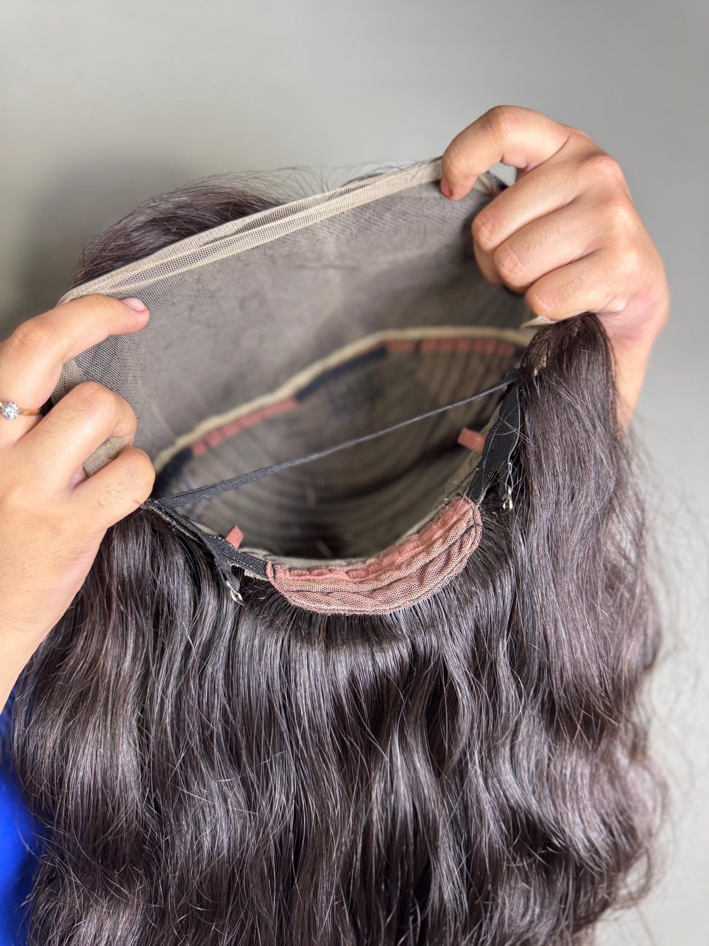Indian Virgin Wavy Human Hair Wig: 4x4 Lace Closure