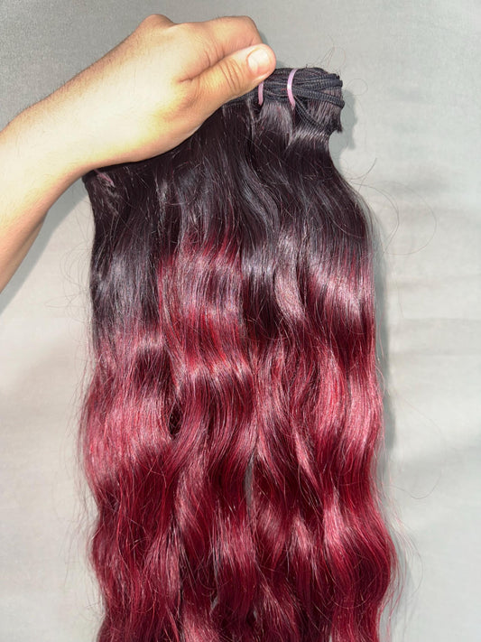 Virgin Burgundy Indian Wavy Hair Bundles