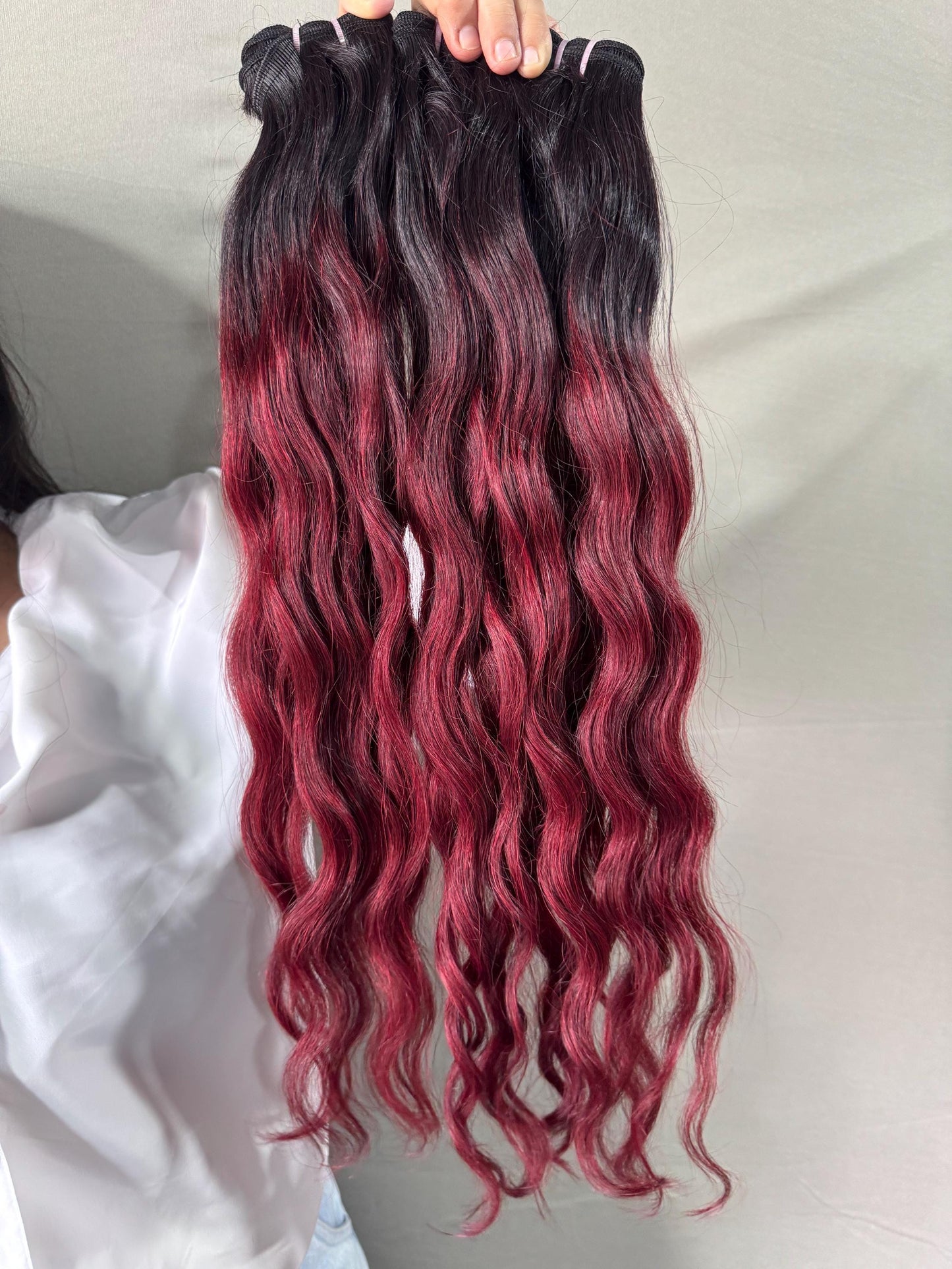 Virgin Burgundy Indian Wavy Hair Bundles