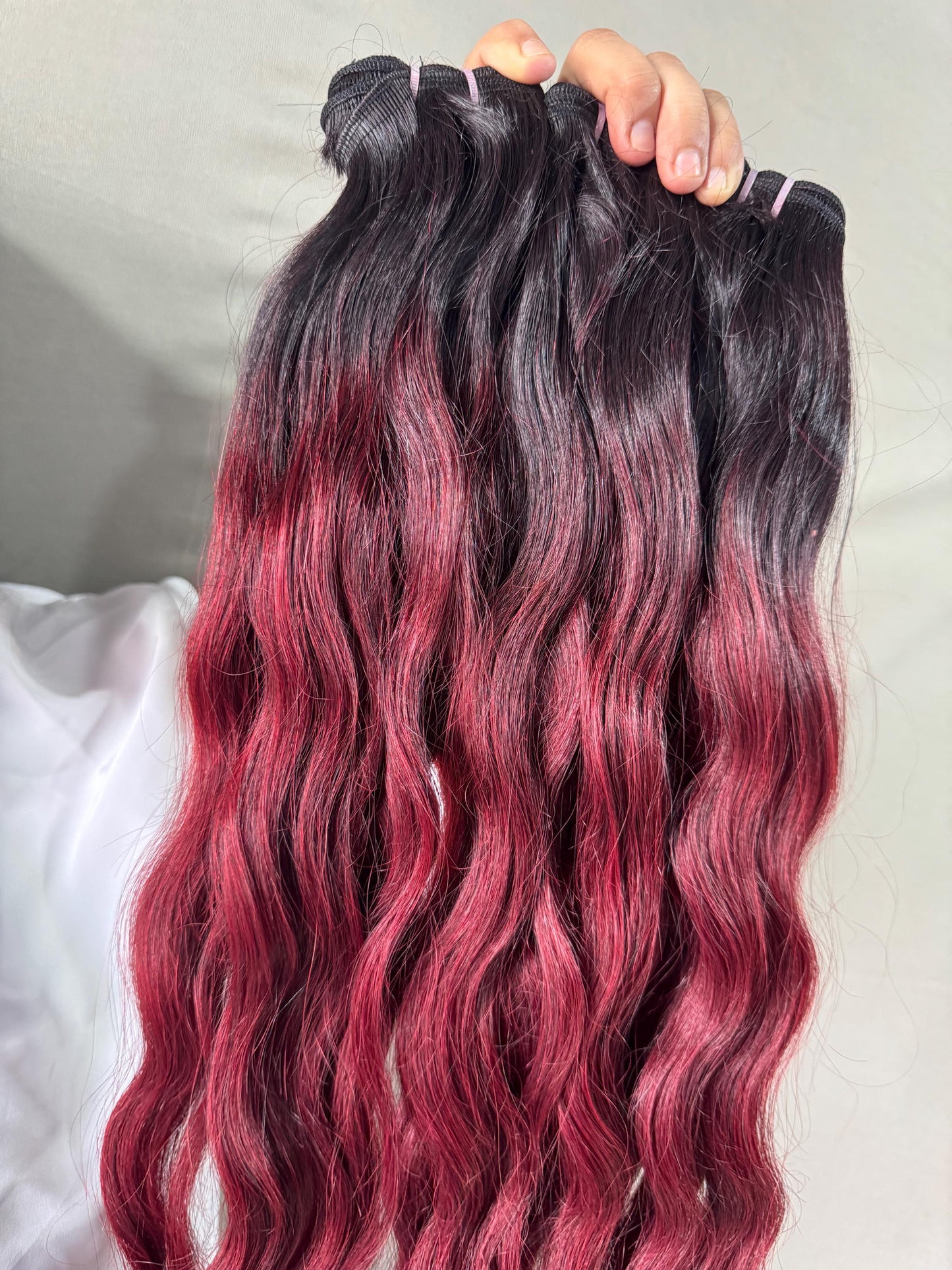 Virgin Burgundy Indian Wavy Hair Bundles