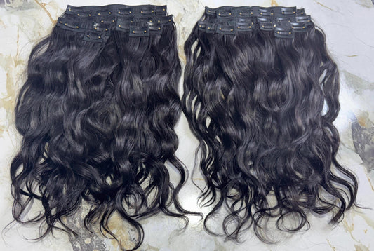 Indian Virgin Wavy Clip-In Hair Extensions - 200g