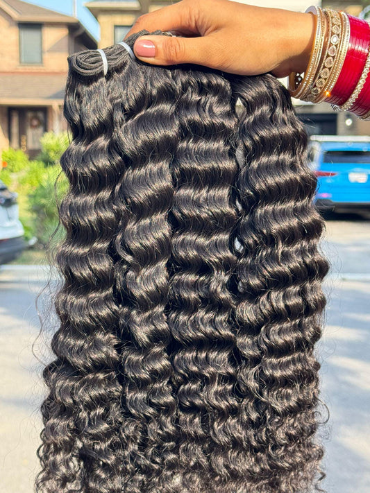 3 Bundle Deal – Indian Virgin Curly Human Hair Bundles | 100% Human Hair Extensions | Multi-Donor | Deep Curl Pattern | 14-30 Inch