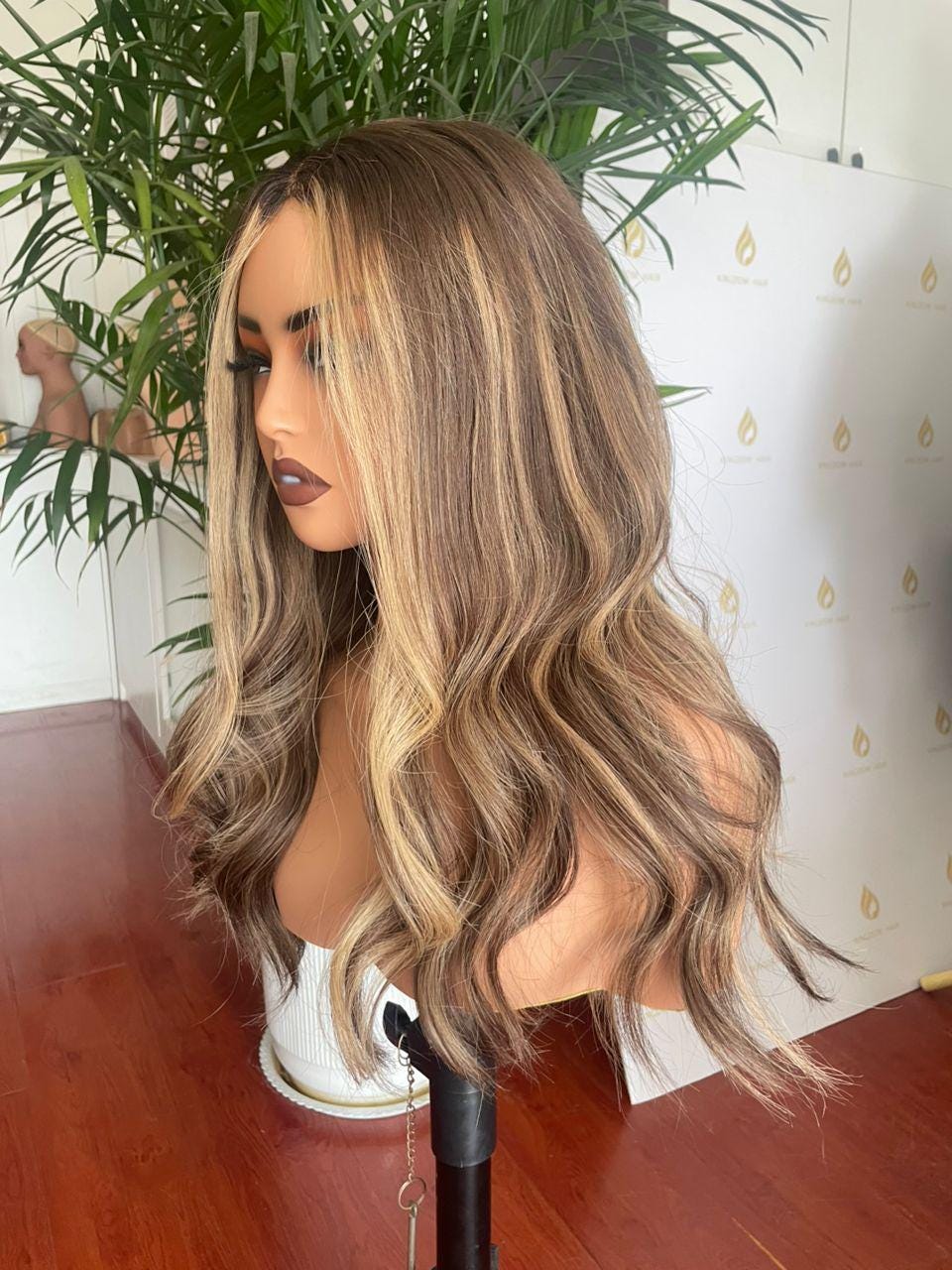 Balayage Lace Wig: Long Wavy Blonde Brown Human Hair