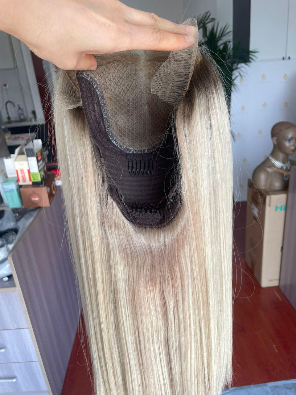 Platinum Blonde Lace Front Wig: 100% Raw Human Hair, Adjustable Cap