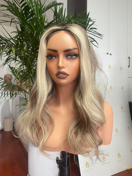 Luxury Blonde Lace Front Wig: Raw Human Hair, Natural Waves