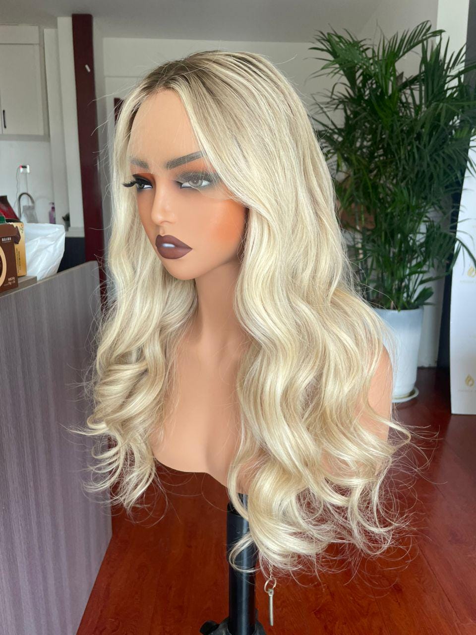HD Blonde Lace Front Wig: Raw Human Hair, Adjustable Cap