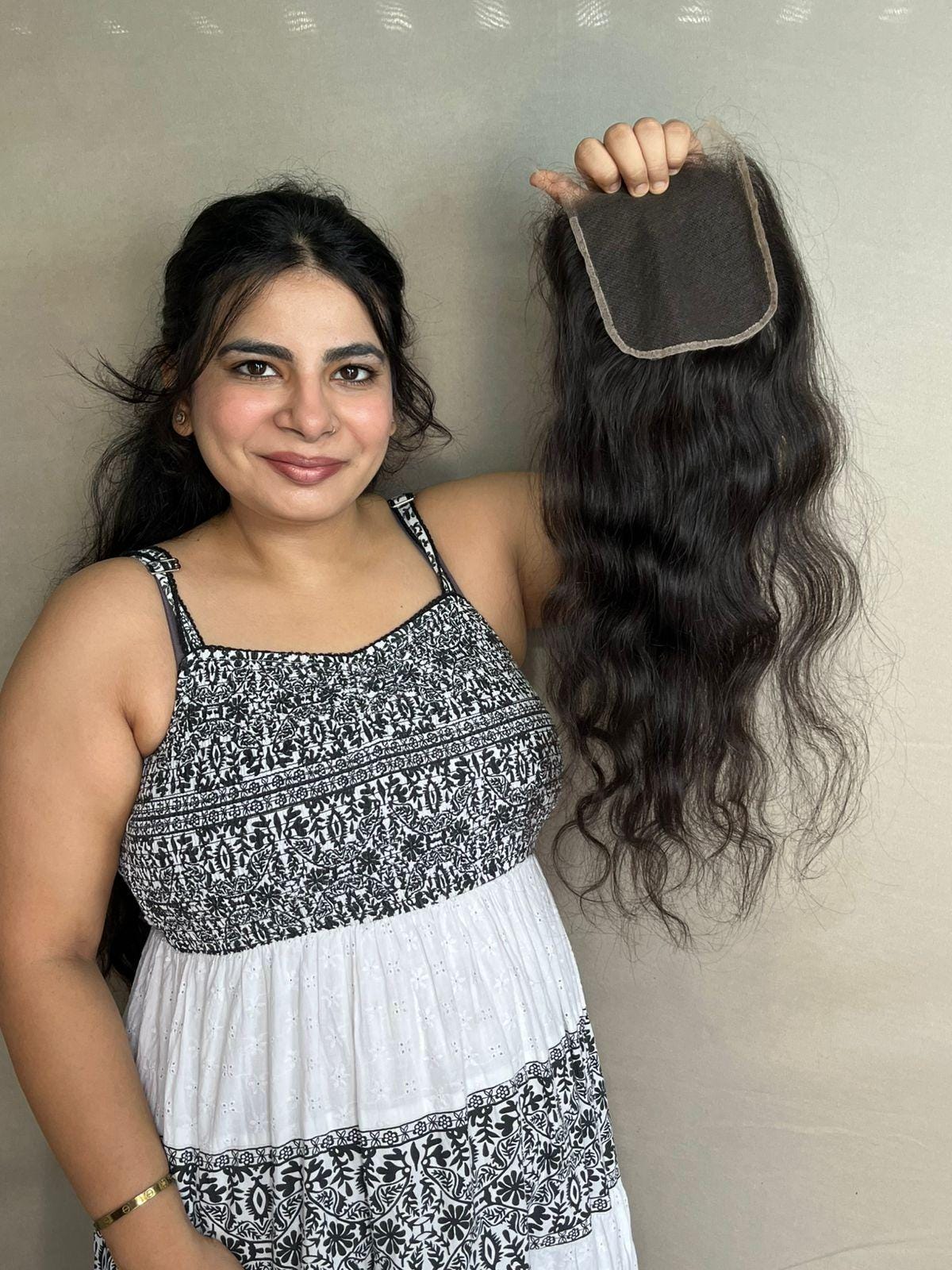 HD Lace Virgin Indian Hair Closure: Natural Wavy Hairpiece