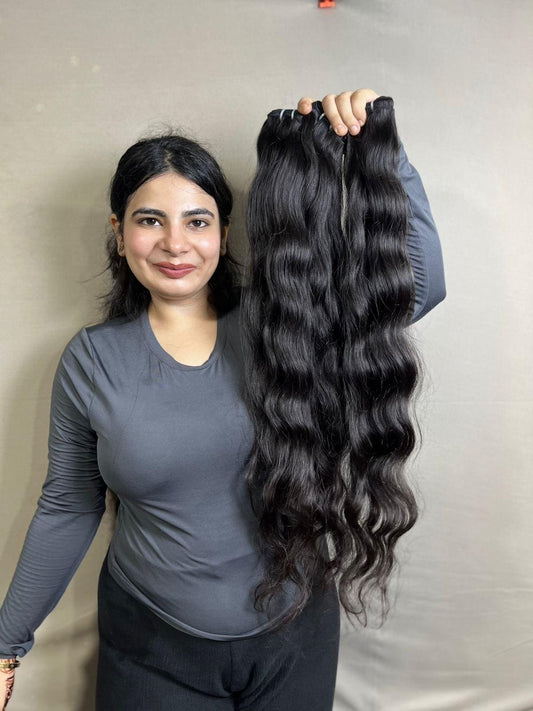Virgin Indian Wavy Human Hair Bundles: Sew-In & Wig Making