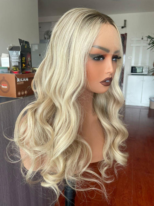 HD Blonde Lace Front Wig: Raw Human Hair, Adjustable Cap