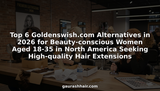 Women testing quality hair extensions at salon