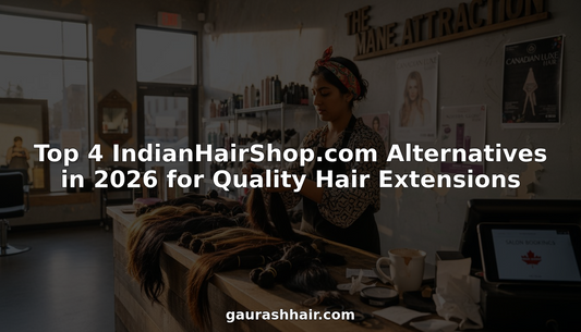 Stylist arranging Indian hair extensions bundles