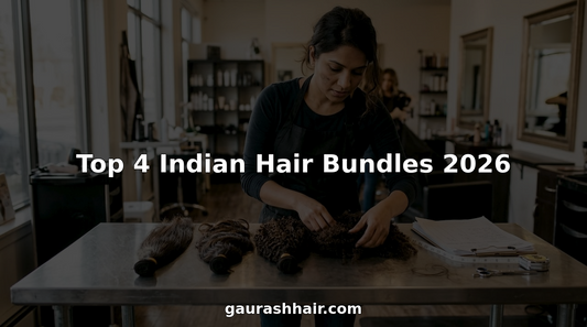 Stylist organizing four Indian hair bundles