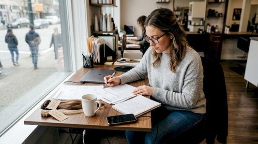 Salon manager reviewing hair sourcing documents