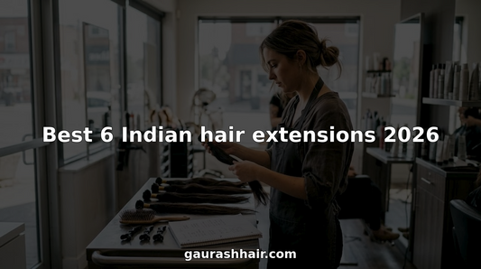 Hair stylist reviewing Indian hair extensions in salon