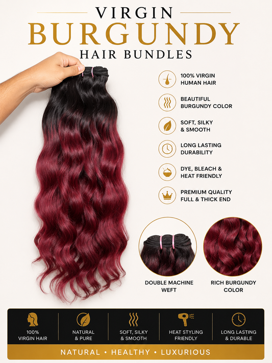 Virgin Burgundy Indian Wavy Hair Bundles