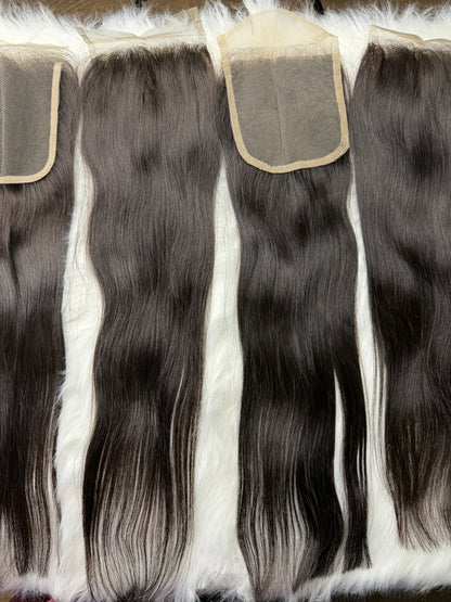 Indian Virgin Straight hair closure by Gaurash Beauty Supply Inc, showcasing natural straight hair extension with lace closure details.