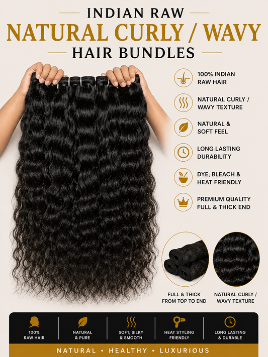 Indian Raw Curly Human Hair Bundles – 100% Unprocessed & Natural