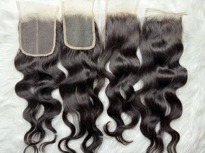 Gaurash Beauty Supply Inc wavy hair closure extension, natural brown color, smooth wavy texture, close-up view of hair details