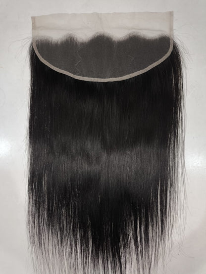 Indian virgin hair frontal from Gaurash Beauty Supply Inc, showing natural hair extensions with a lace front design.