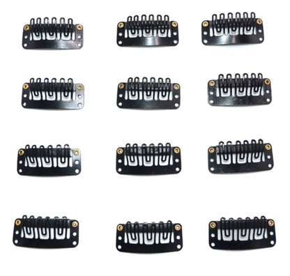 10 Pcs/set Black Hair Extension Clip U Shape Weave Toupee Wig 6 Teeth Snap-Comb Clips Styling Tools 32mm 4 Color Hat Fixing Tool