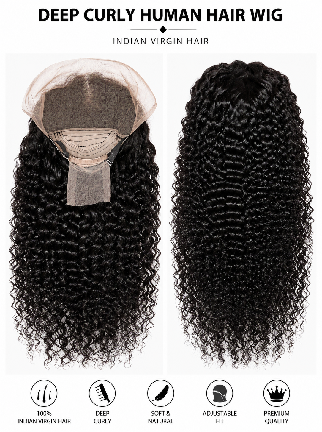 Deep Curly Indian Human Hair Wig