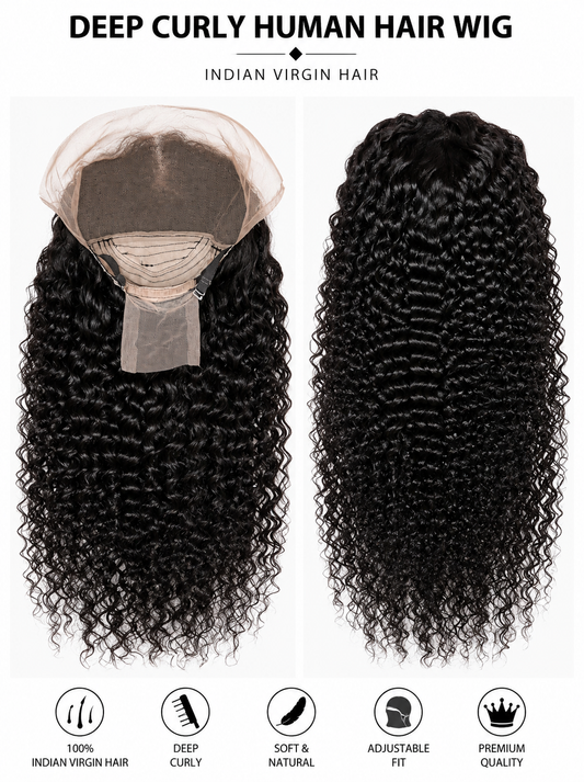Deep Curly Indian Human Hair Wig