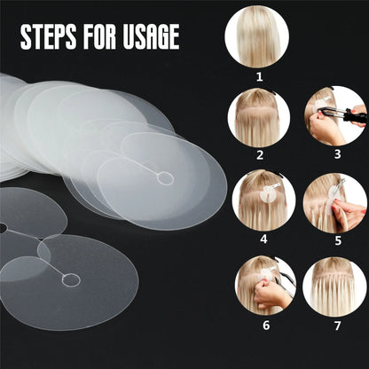 Set of 50 Gaurash Beauty Supply hair extension wig tools with heat protector shields and high-quality connector sheets for styling.