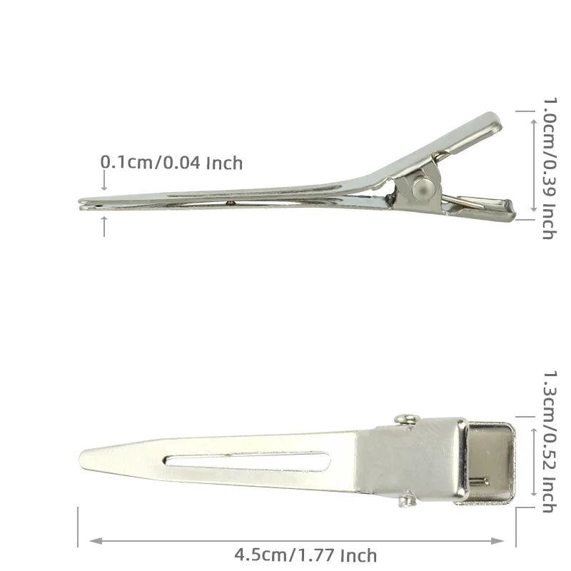Over 50pcs/Pack Hairdressing Salon Hair Tools Silver Flat Metal Single Prong Alligator Hair Clips Barrette DIY Hairpin Accessory