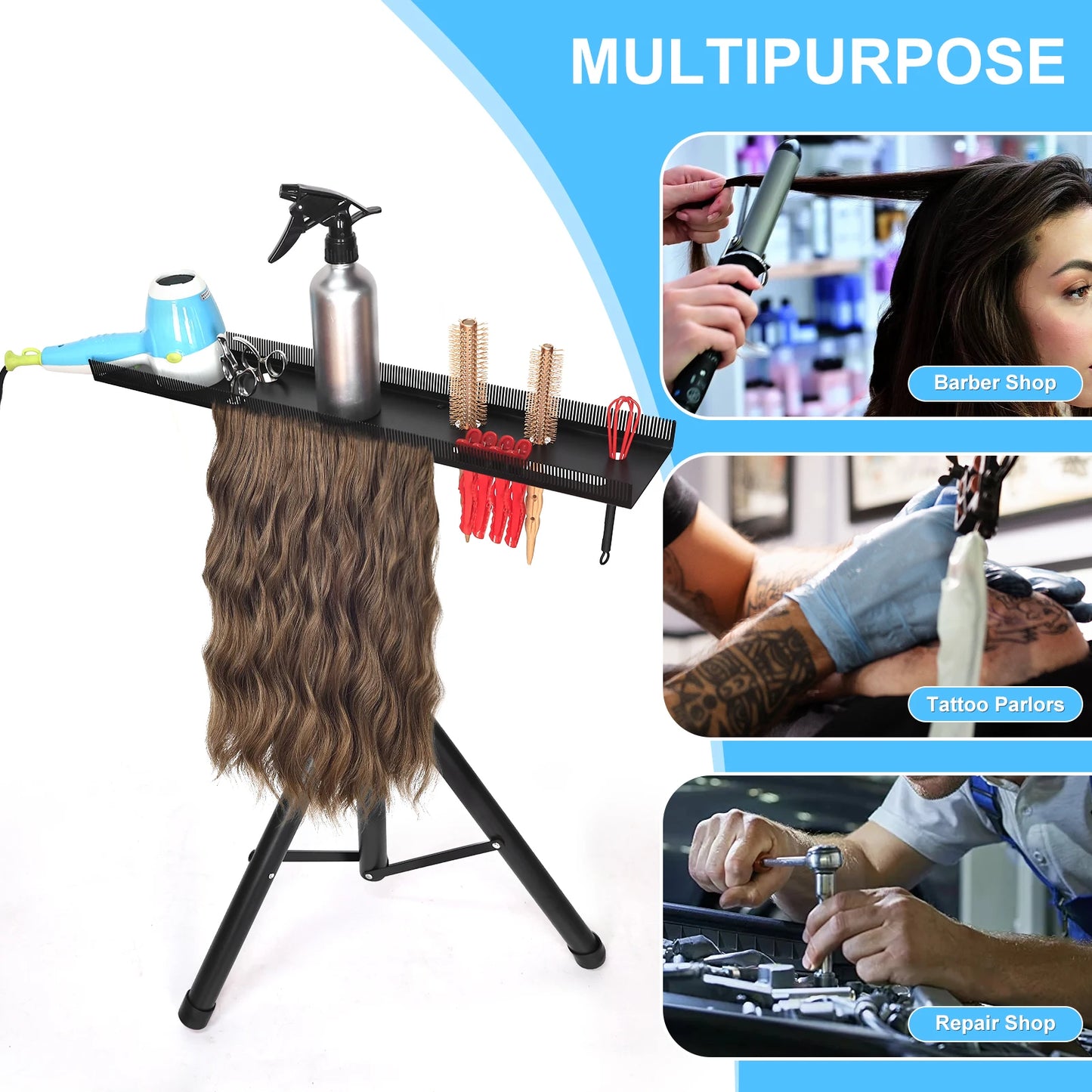 Hair Extensions Rack Holder for Salons Shop Barber Professional Wigs Display Rack Stand Hair Extensions Holder