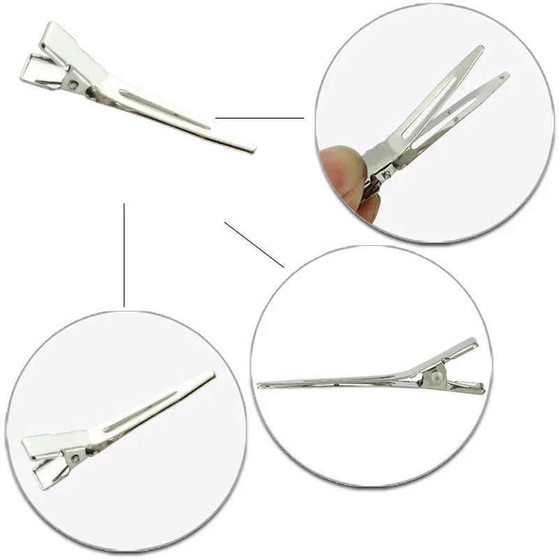 Over 50pcs/Pack Hairdressing Salon Hair Tools Silver Flat Metal Single Prong Alligator Hair Clips Barrette DIY Hairpin Accessory