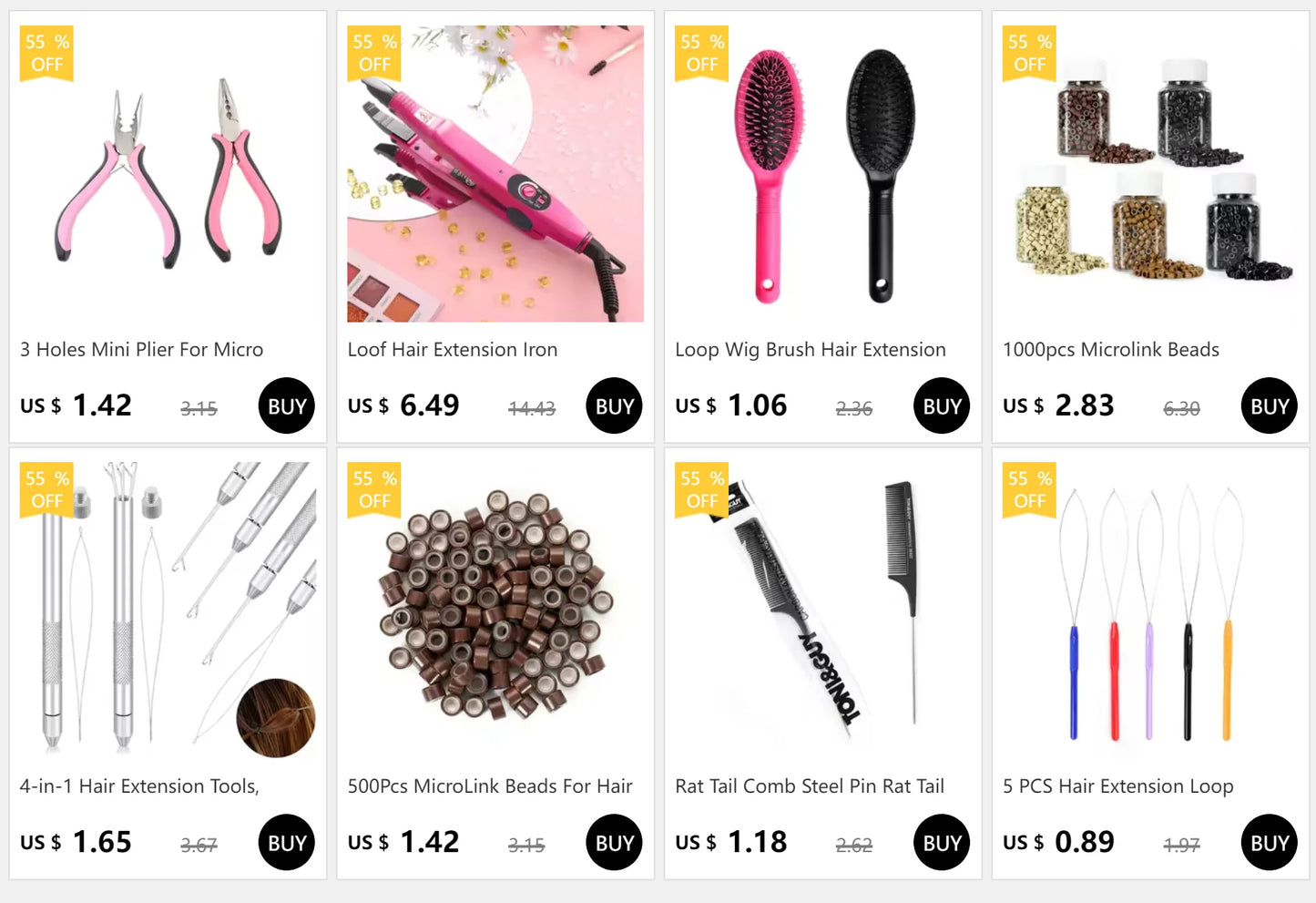 4-in-1 Hair Extension Tools, Includes Loop Needle Threader, Knitting Needles and Holder for Beads Dreadlock Wig Hair Extensions