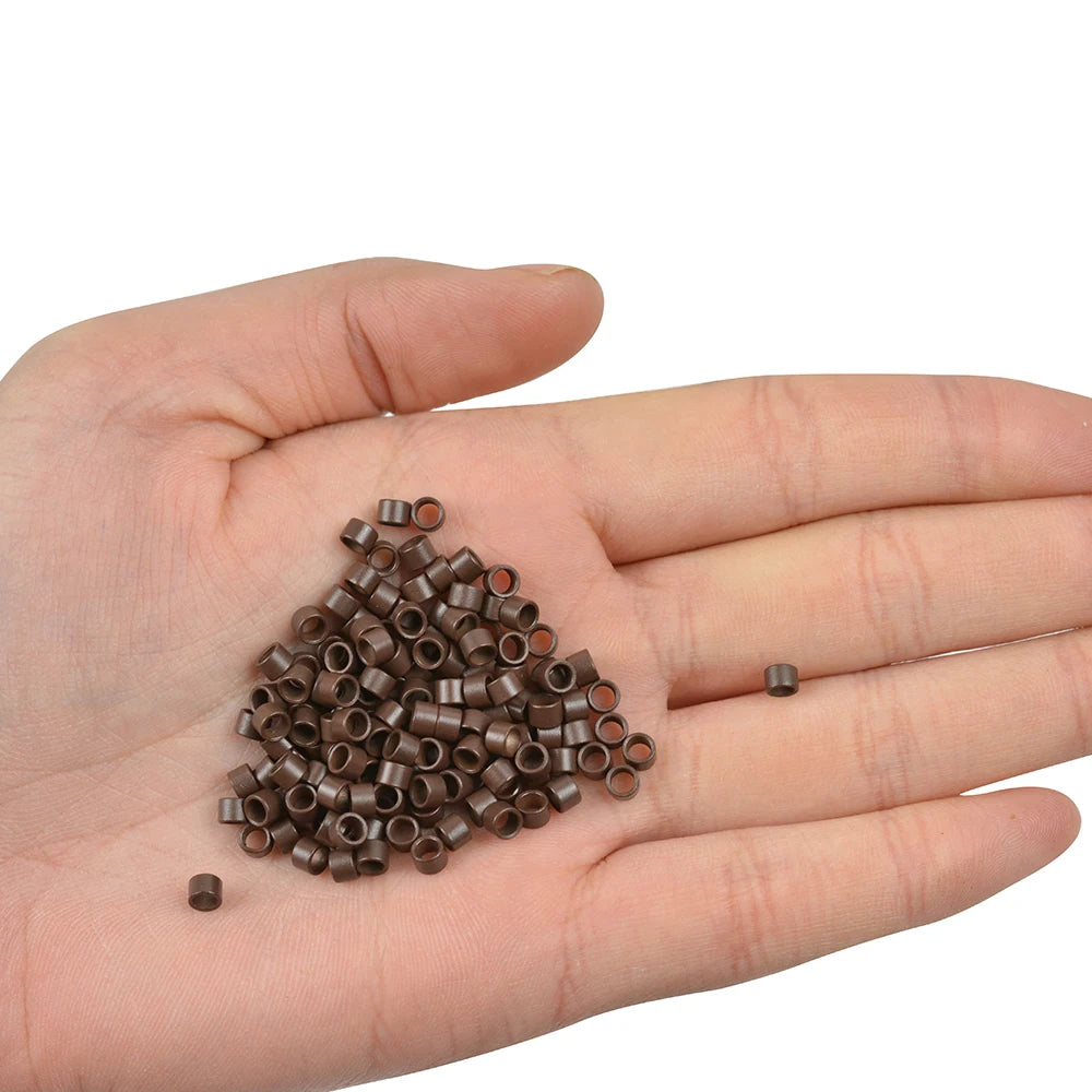 1000 Pcs 4.0X2.8X2.8mm Micro Rings/Links/ Beads for Hair Extension Plain Weave Without silicone 7 Colors Hair Extensions Tools