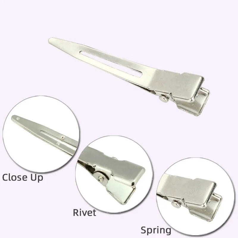 Over 50pcs/Pack Hairdressing Salon Hair Tools Silver Flat Metal Single Prong Alligator Hair Clips Barrette DIY Hairpin Accessory