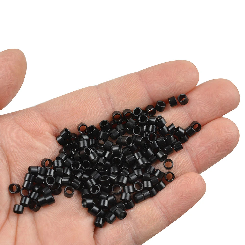 1000 Pcs 4.0X2.8X2.8mm Micro Rings/Links/ Beads for Hair Extension Plain Weave Without silicone 7 Colors Hair Extensions Tools