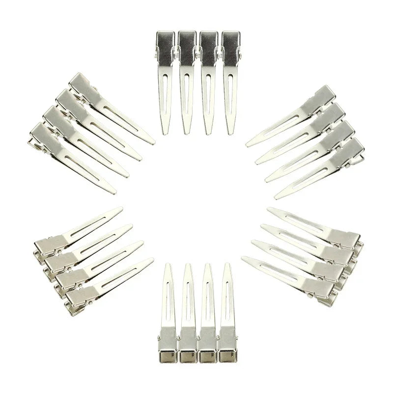 Over 50pcs/Pack Hairdressing Salon Hair Tools Silver Flat Metal Single Prong Alligator Hair Clips Barrette DIY Hairpin Accessory