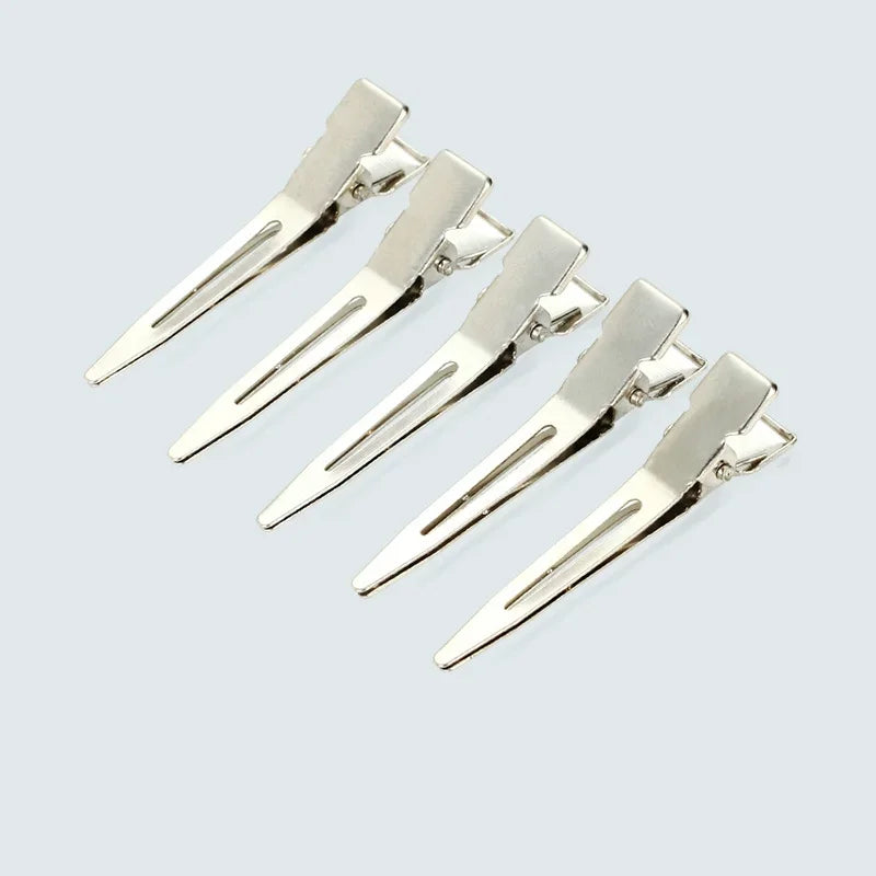 Over 50pcs/Pack Hairdressing Salon Hair Tools Silver Flat Metal Single Prong Alligator Hair Clips Barrette DIY Hairpin Accessory