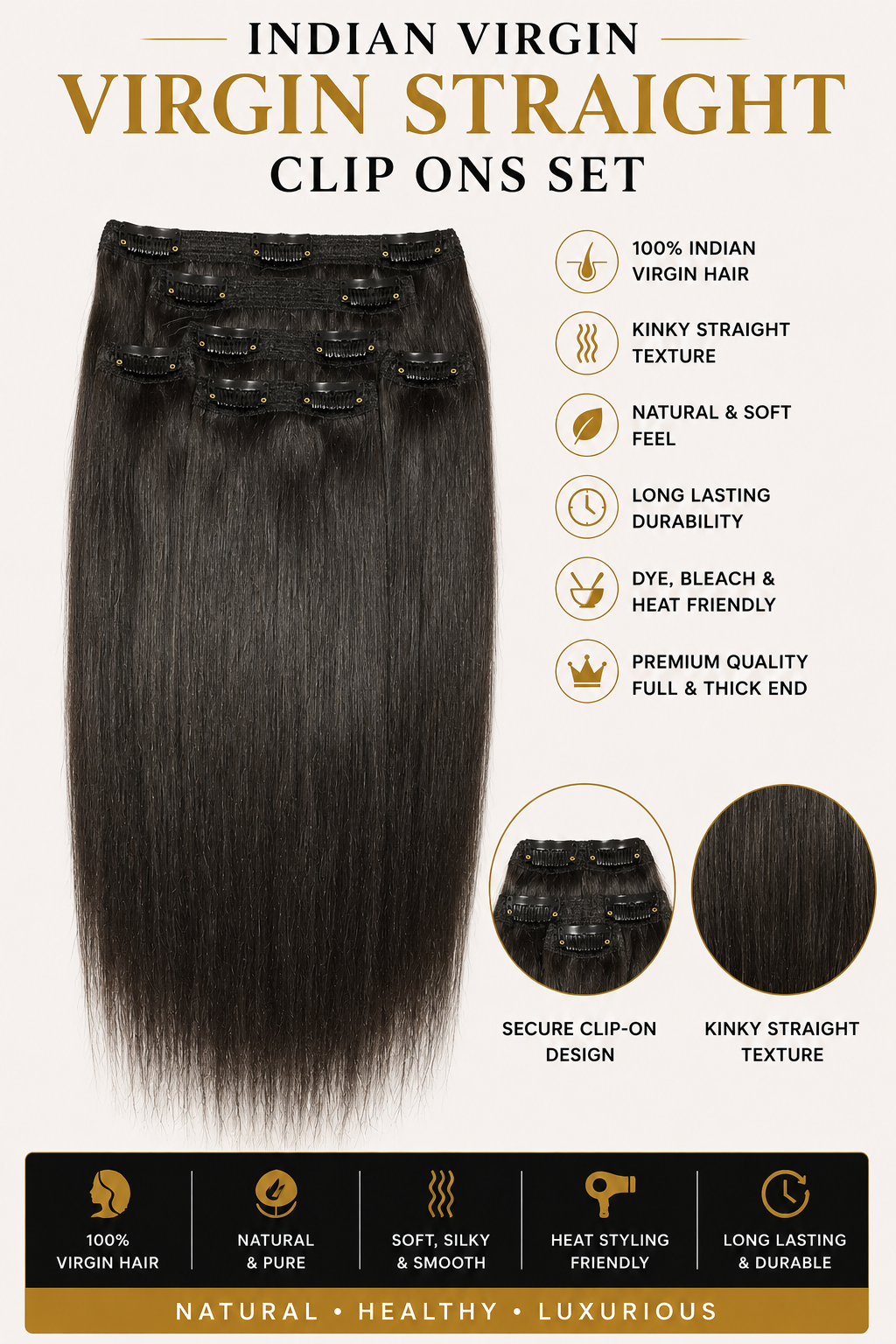 Straight Human Hair Clip-Ins