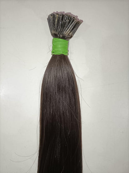 Indian Virgin Straight I-Tip Keratin Hair Extensions by Gaurash Beauty Supply Inc, featuring sleek 100% human hair extensions.