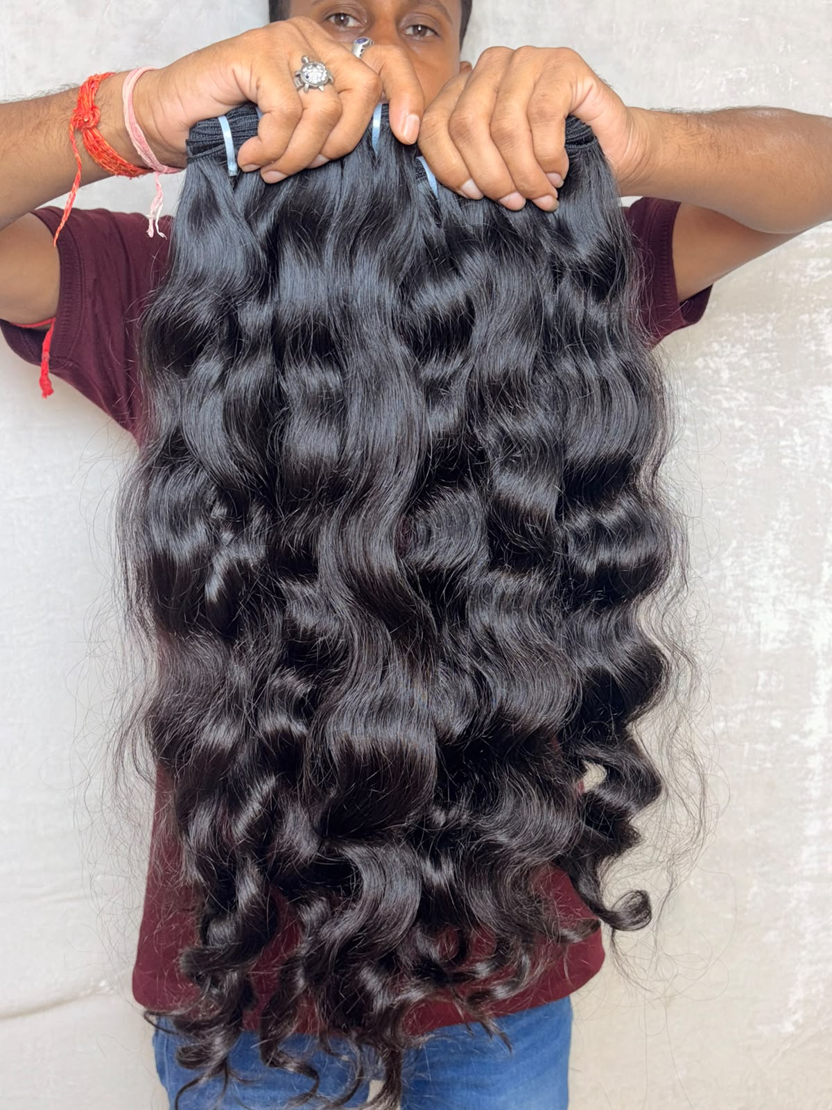 Raw Indian Wavy Human Hair — 100% Single Donor Temple Hair