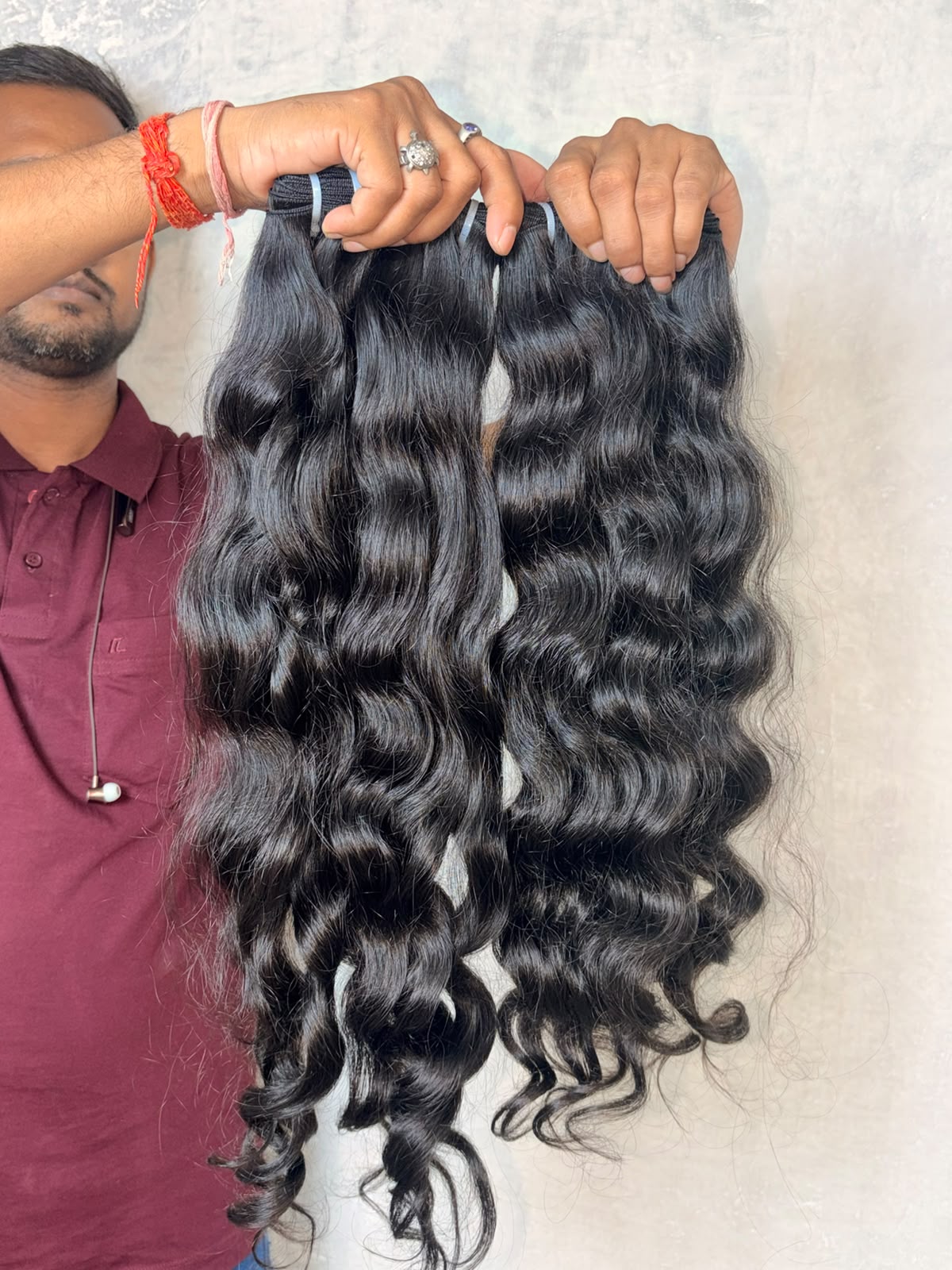 Raw Indian Wavy Human Hair — 100% Single Donor Temple Hair