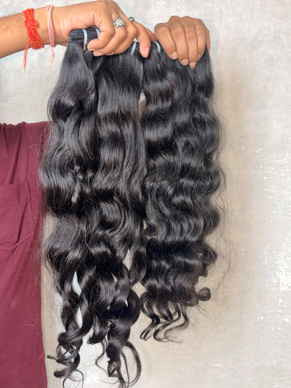 Raw Indian Wavy Human Hair — 100% Single Donor Temple Hair
