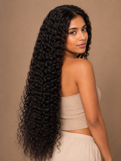 Indian kinky curly virgin human hair bundles in 100g, featuring natural texture and rich curls from Gaurash Beauty Supply.