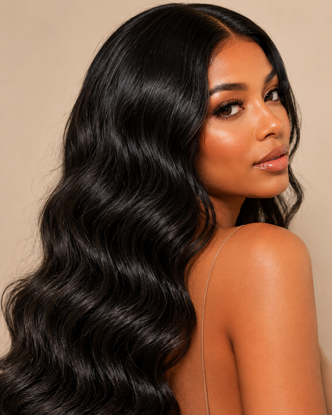 Virgin Wavy Human Hair Bundle: Natural Black/Brown, Ethically Sourced
